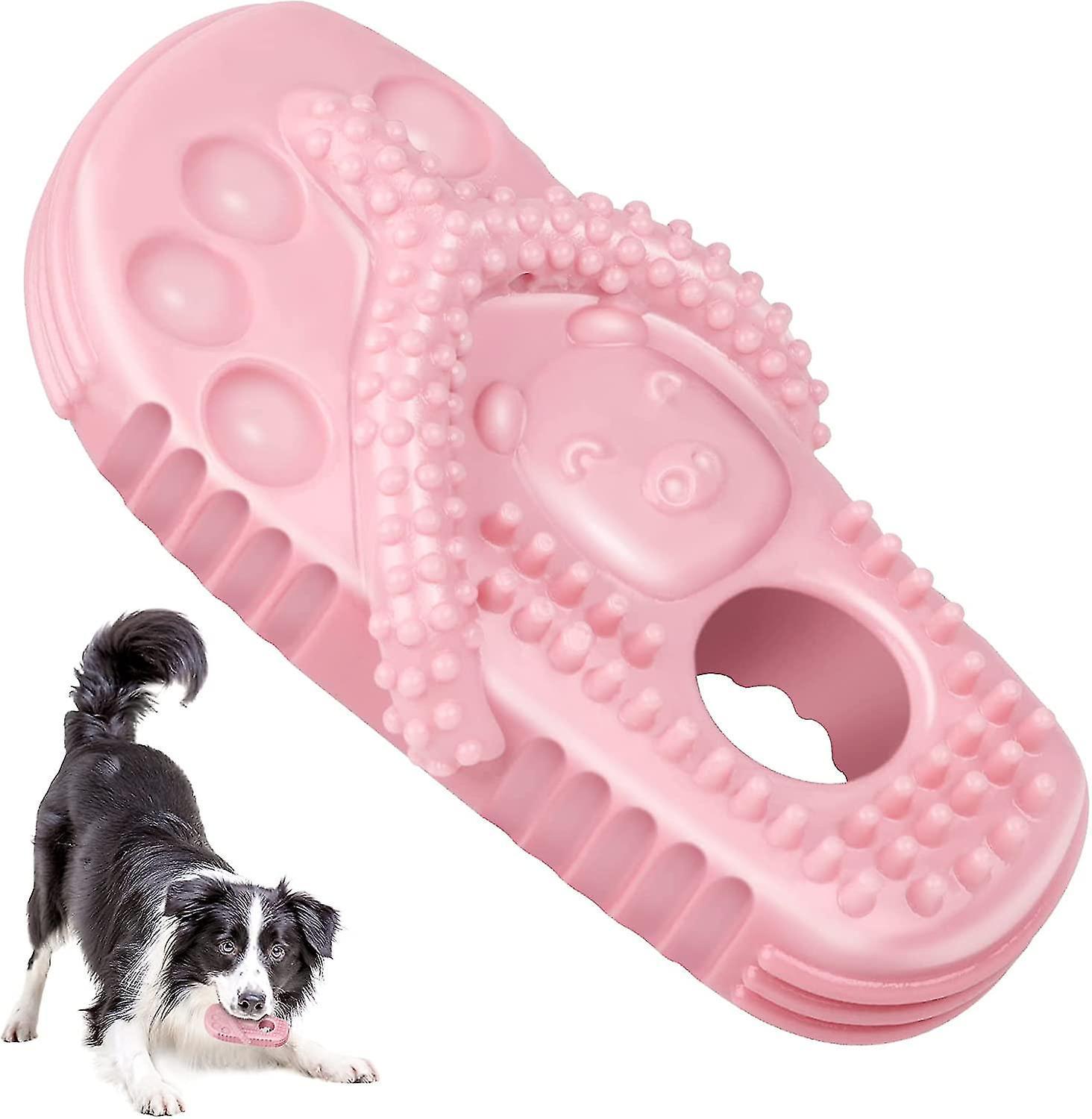 Tianzun Dog Chew Toys For Aggressive Chewers, Slipper Shape Dog Chew Toys Durable Dod Toy For Training Teeth Cleaning Pink