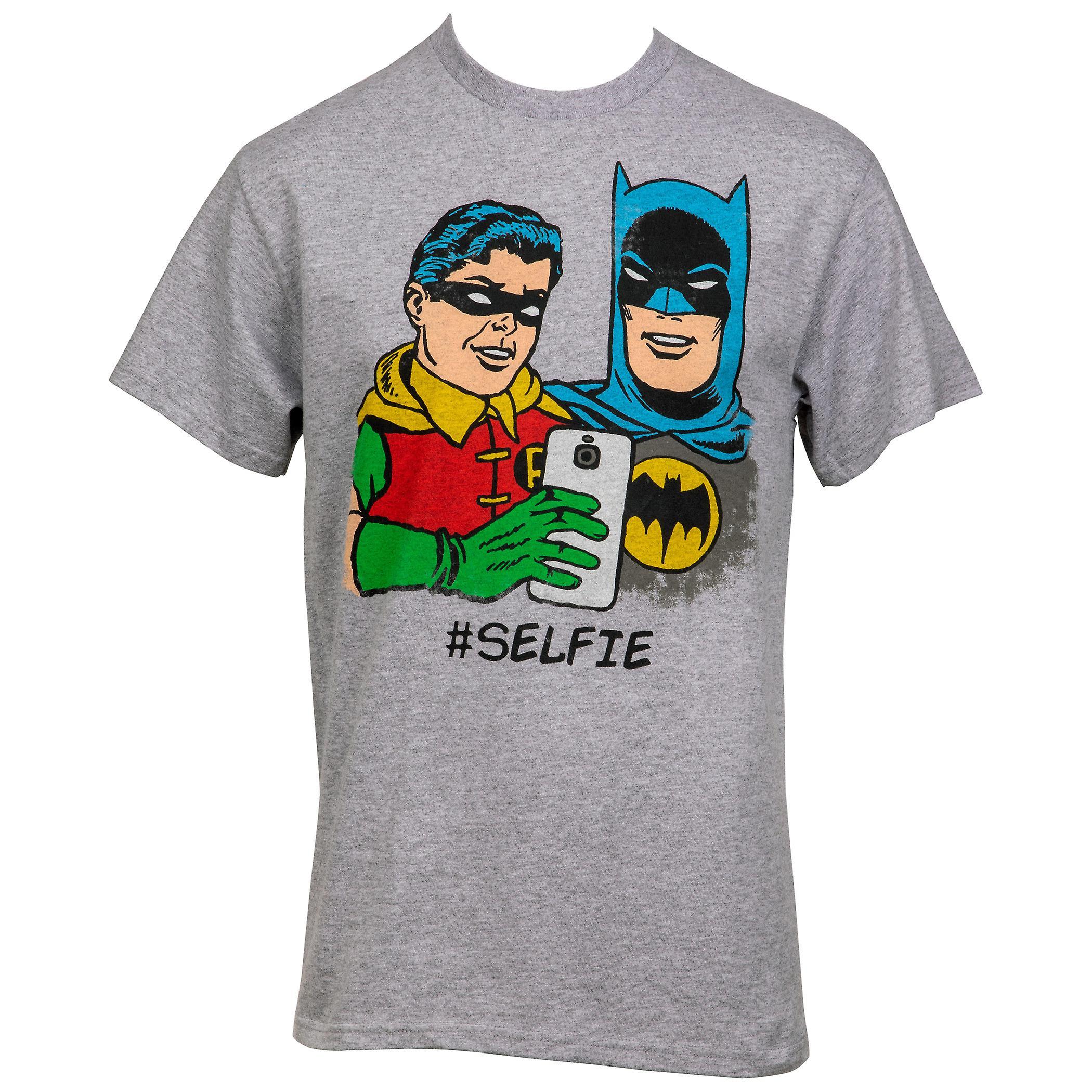 DC Comics Batman And Robin Selfie T-Shirt Grey Medium