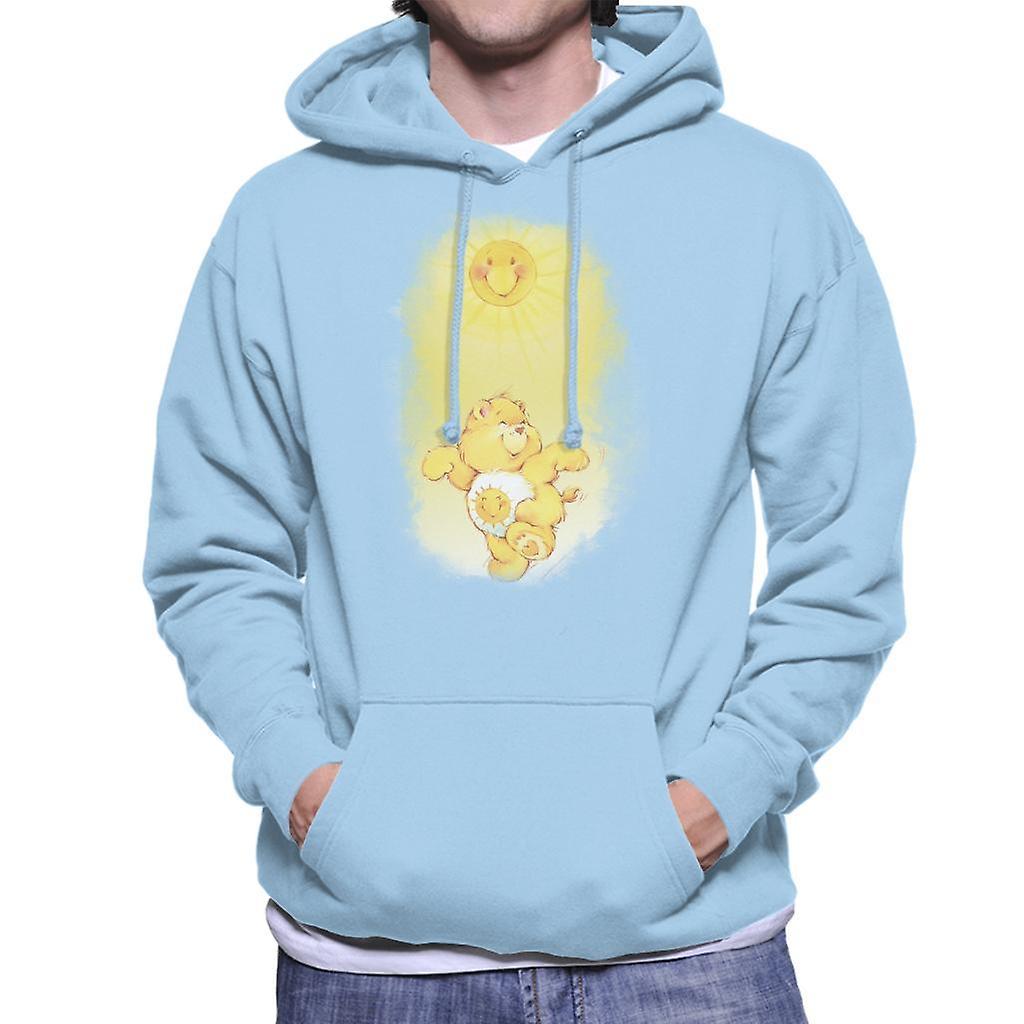 Care Bears Funshine Bear Dancing In The Sun Men's Hooded Sweatshirt Sky Blue Small