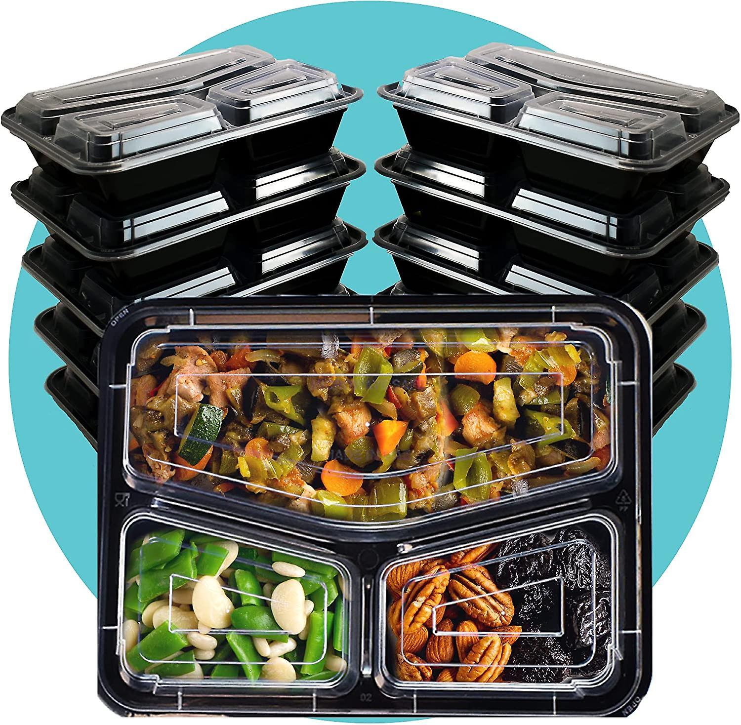 Sucova 10 X Meal Prep Containers (3 Compartment, 33oz) - Microwave, Freezer & Dishwasher Safe  Bpa Free, Reusable, Leakproof & Stackable Food Stora...