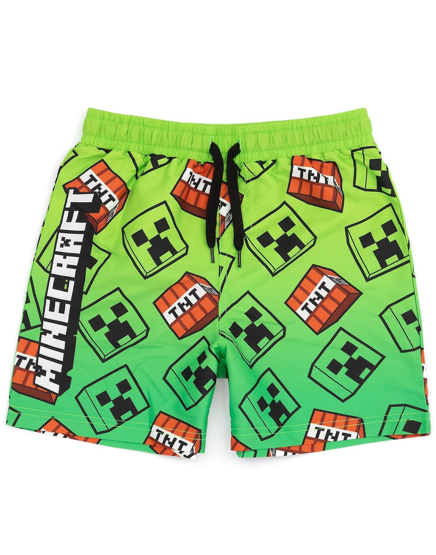 Minecraft Boys Swim Shorts Green Creeper 9-10 Years