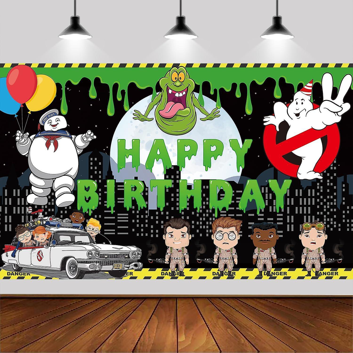 Ubiuo 6 X 3.6 Feet Ghost Busters Birthday Background Happy Birthday Photography Backdrop Banner For Kids 1 Year Old Birthday Party Supplies Decoration