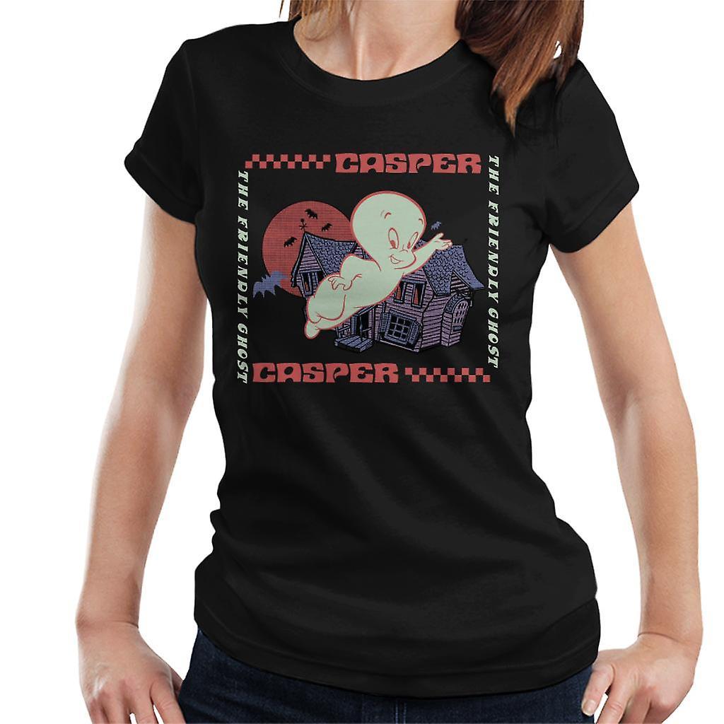 Casper The Friendly Ghost Check Square Women's T-Shirt Black Medium