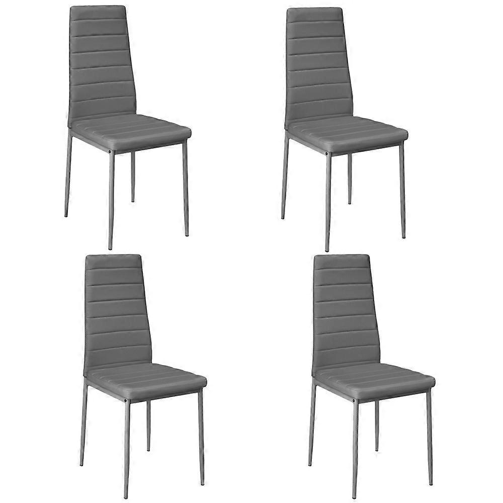 Living And Home Set of 4 PU Leather Padded Dining Chair(Without Table) Grey