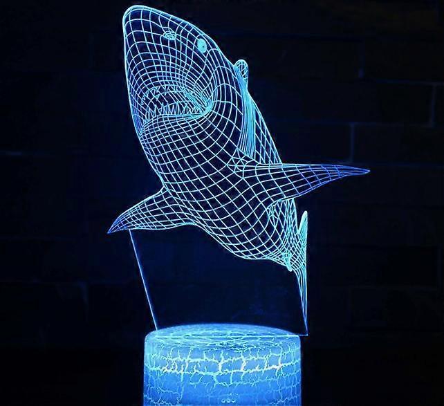 Heyone Shark 3D Illusion Night Light Ocean Animal Desk Table Lamp,16 Colors Remote Control LED Nightlight for Kids Boys Holiday GiftsBlack base +16...