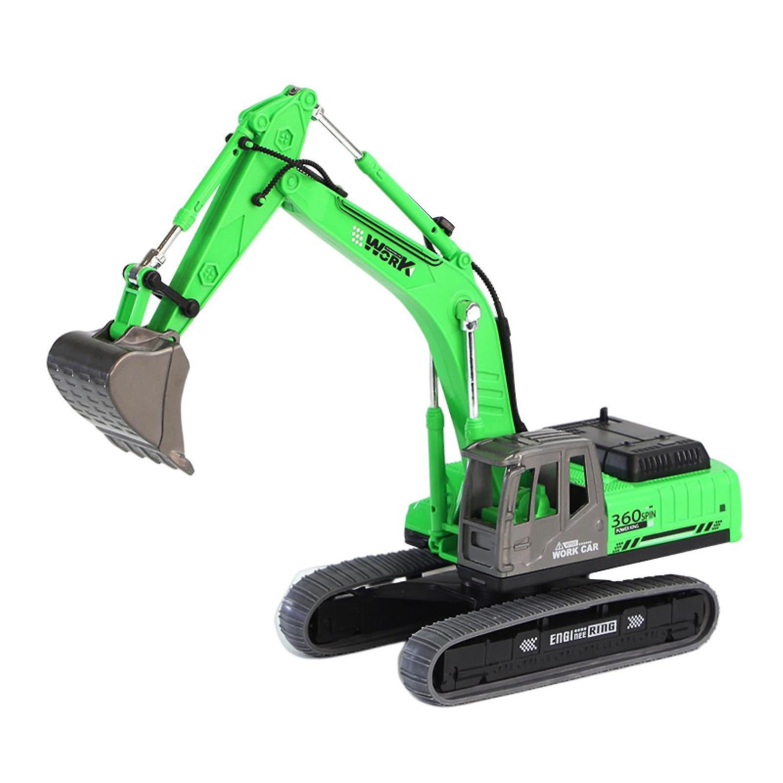 Remorui Excavator Toy 360-Degree Rotation Digging Arm 1:36 Scale Simulation Ornament Engineering Vehicle Model Children Toy Green