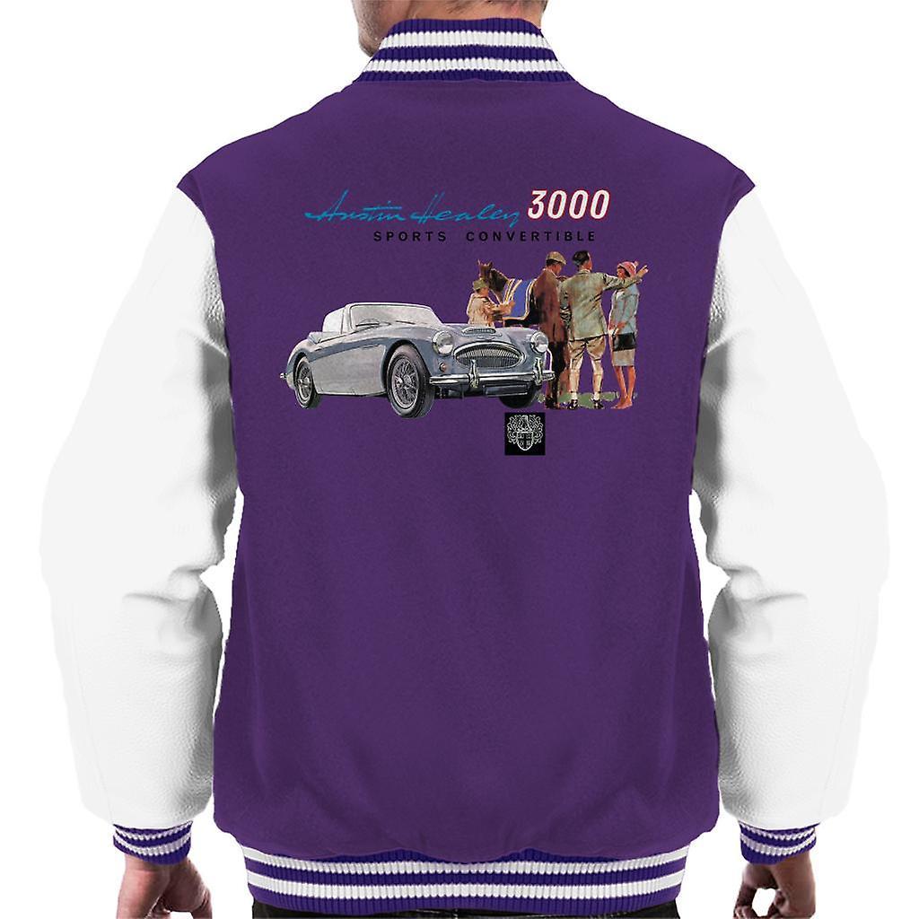 Austin Healey 3000 Sports Convertible British Motor Heritage Men's Varsity Jacket Purple/White Medium