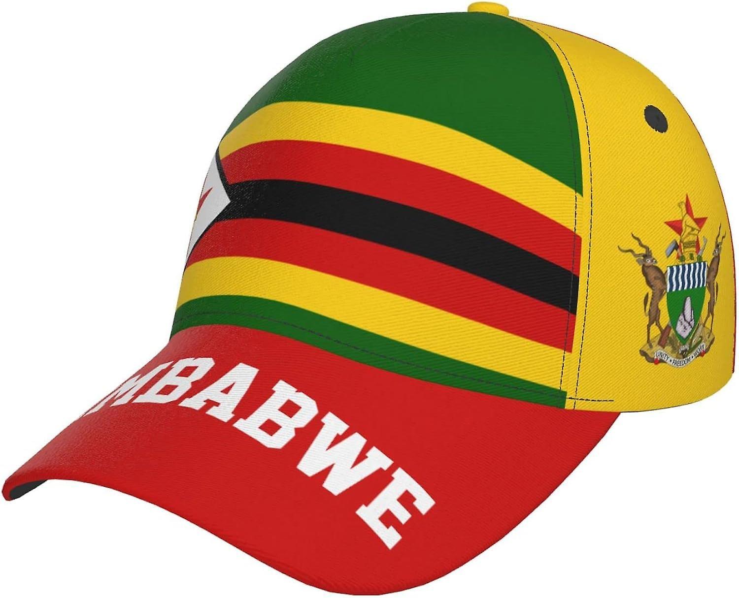 Kerota Zimbabwe Flag Baseball Cap Full Print Adult Men Hat Patriotism Supporter Soccer Caps Black bm-5218 color547