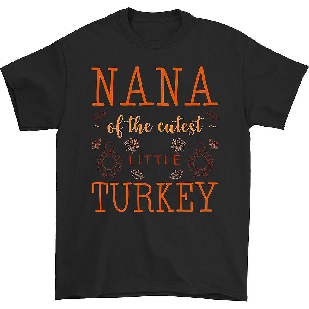 HISHARK Nana of the cutest little turkey t-shirt Black M