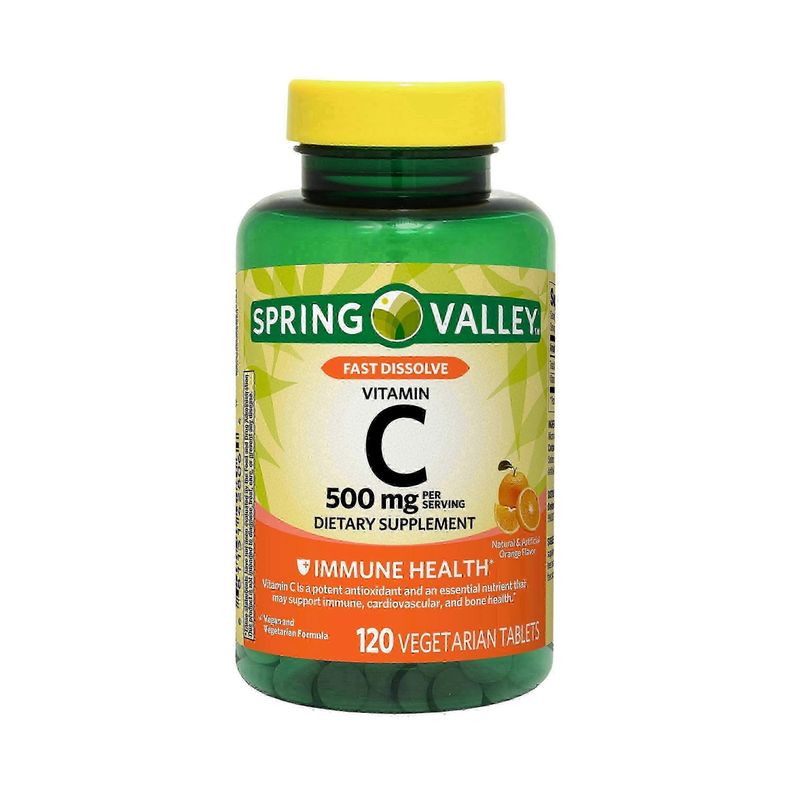 Spring Valley Fast Dissolve Vitamin C Vegetarian Tablets, Orange Flavor, 120 Ea