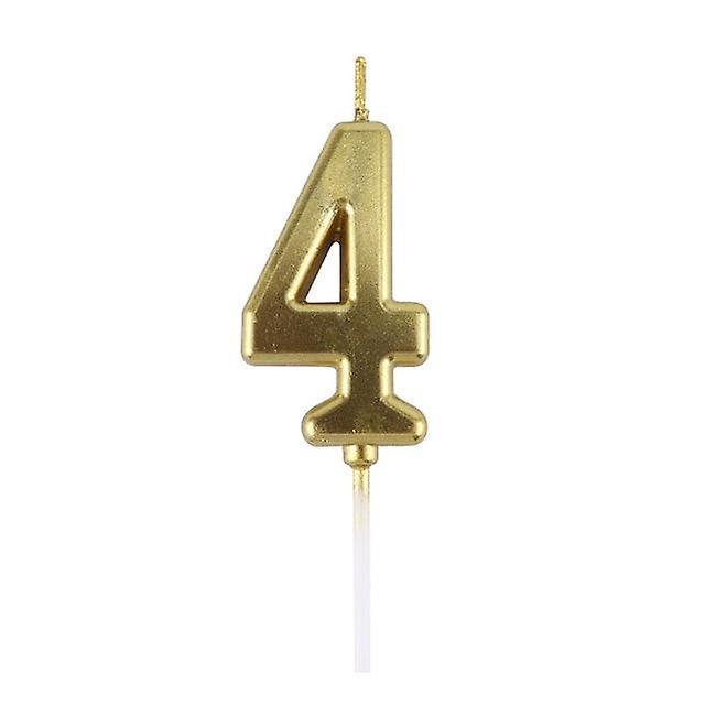 Slowmoose 1pcs Happy Birthday Cake Topper Gold Number Candles - Birthday Cake Decoration gold 4