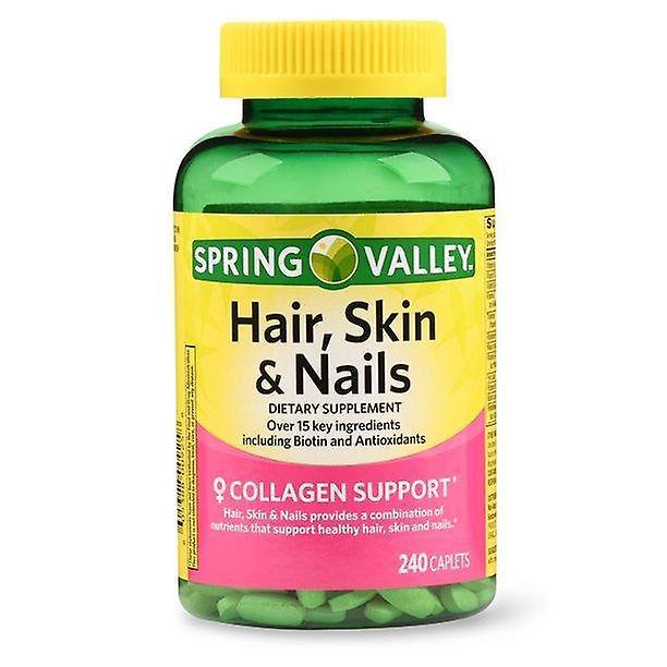 Spring Valley Hair, Skin & Nails Caplets With Biotin & Antioxidants, 3000 Mcg, 240 Count