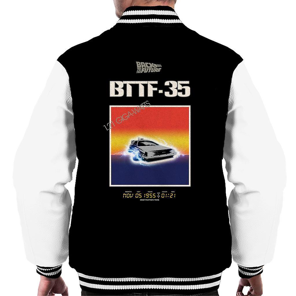 Back to the Future 35th Anniversary Sunset Men's Varsity Jacket Black/White Medium