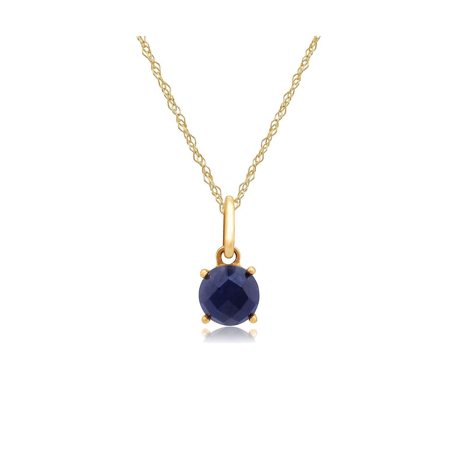 Gemondo Classic Round Sapphire Checkerboard Pendant Necklace in 9ct Yellow Gold 135P1454089 Blue One Size