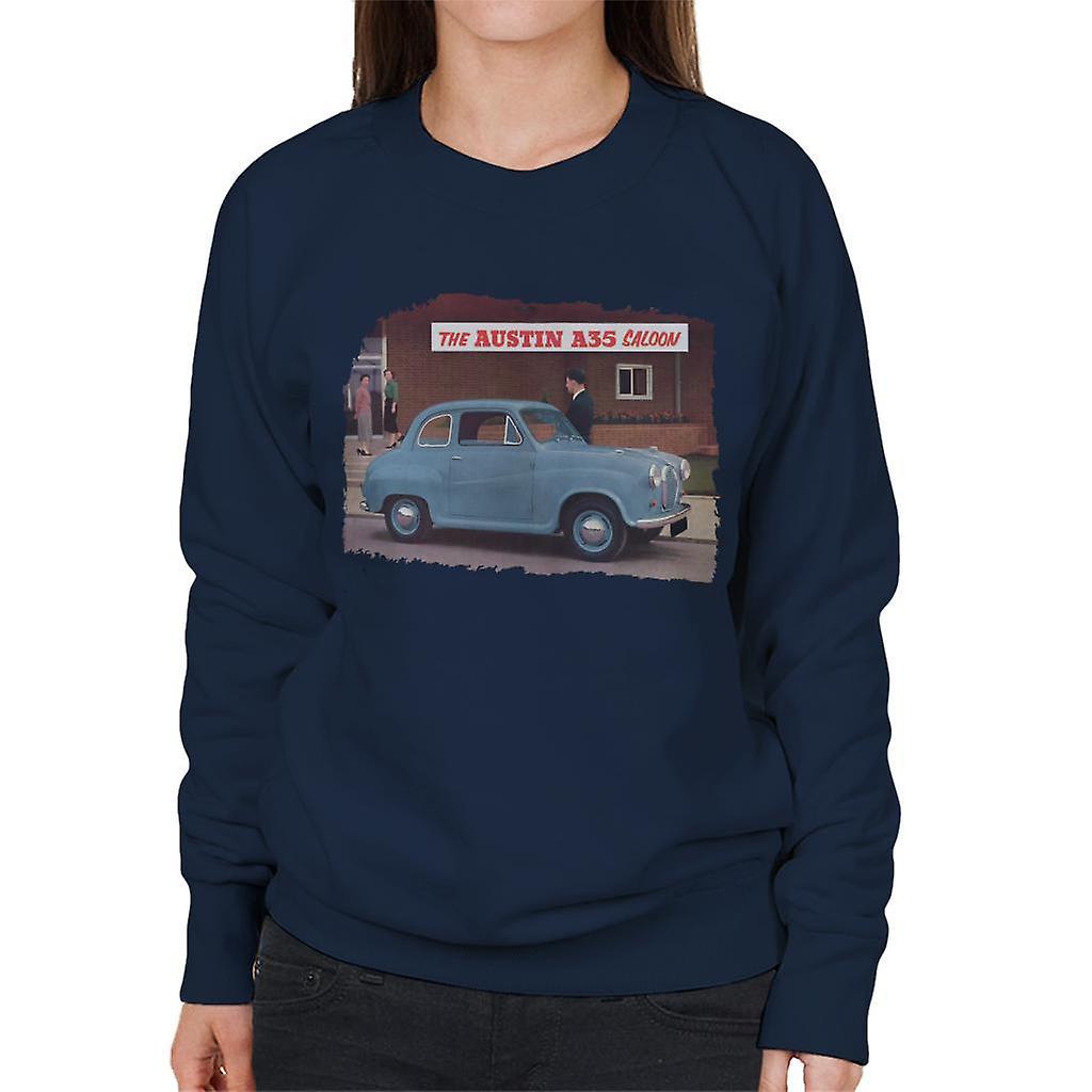 Austin A35 Saloon British Motor Heritage Women's Sweatshirt Navy Blue Medium