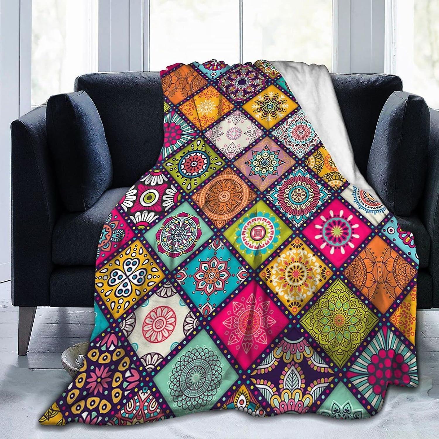 Kerota Flannel Throw Blanket Paisley Vintage Throw Blanket Super Soft Lightweight Blankets Washable for Bed Sofa 50x40in 125x100cm