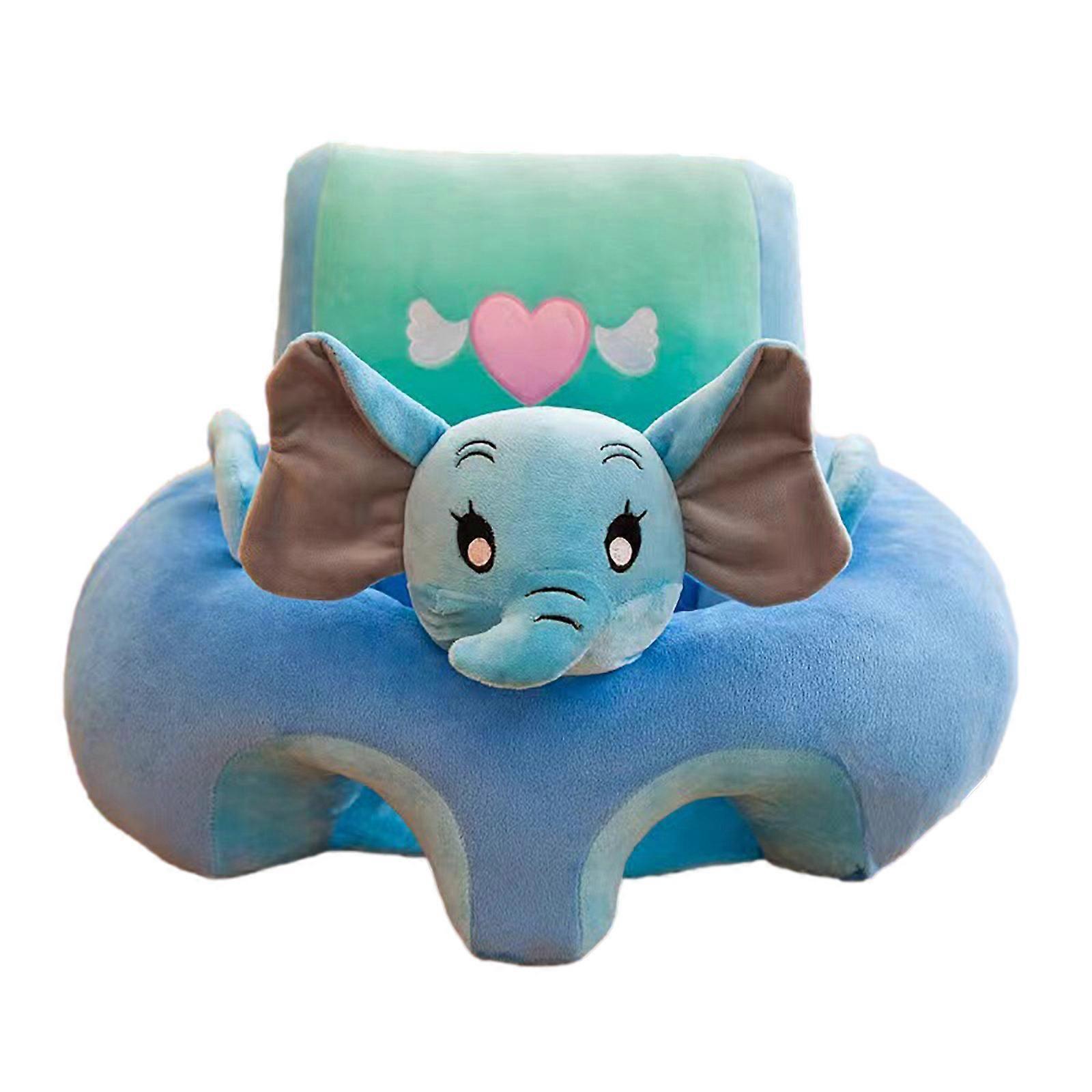 unbrand Baby Sofa Support Chair Soft Plush Cartoons Animals Baby Sitting Chair Learning To Sit Seats Without Filled Cottons Blue