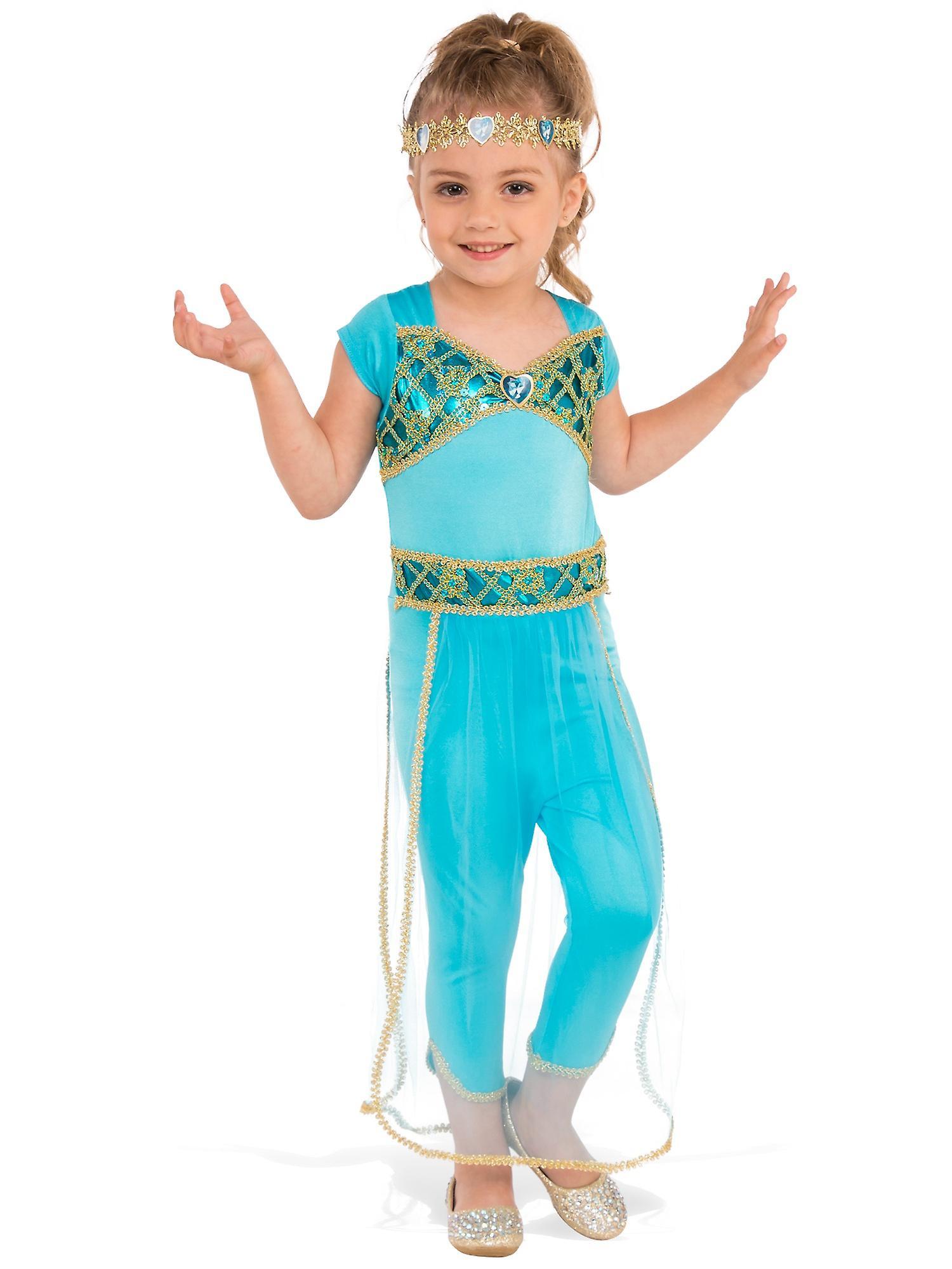 Rubie's Arabian Princess Jasmine Genie Arab Harem Aladdin Book Week Girls Costume Blue Small (4-6)