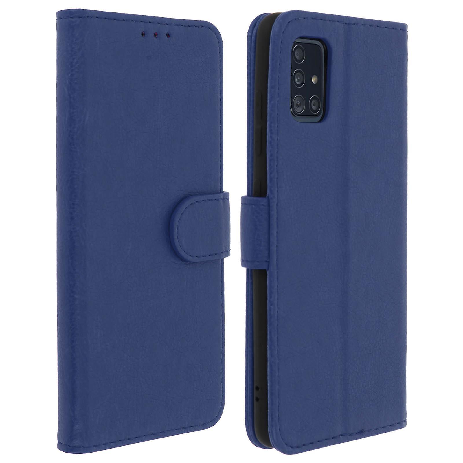 Avizar Flip wallet case, magnetic cover with stand for Galaxy A51 - Dark Blue Bleu Nuit