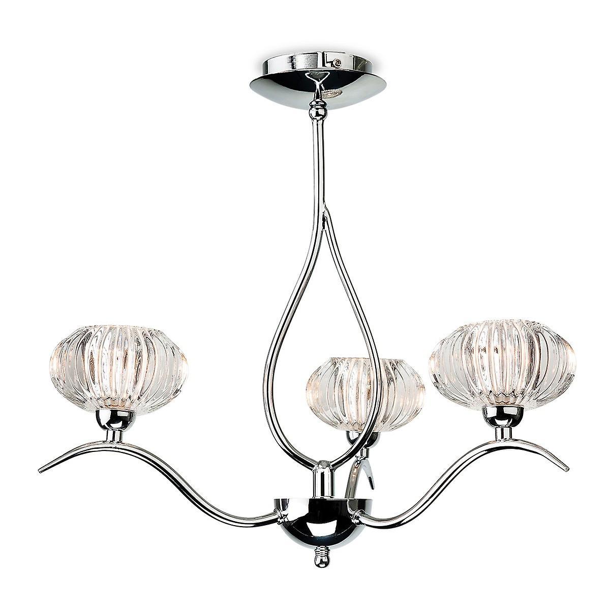 Lisbon 3 Light Semi Flush Multi Arm Ceiling Light Chrome Clear Decorative Glass G9