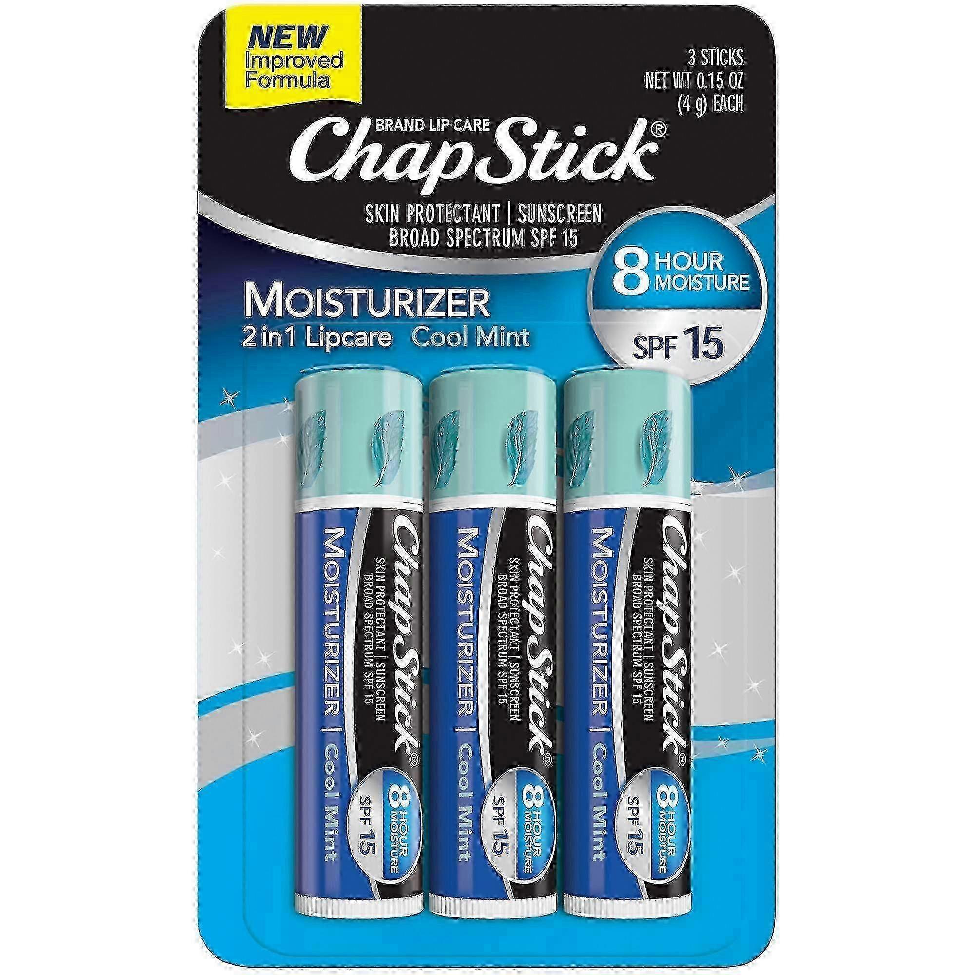 Chapstick Moisturizer Lip Balm Pack, Cool Mint, 3 Ea