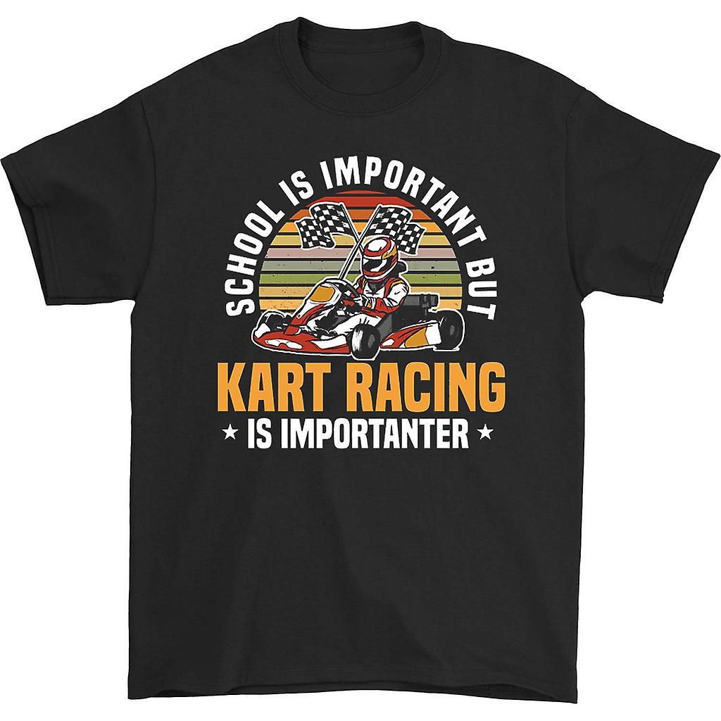 HISHARK School is important but kart racing is importanter t-shirt Black L