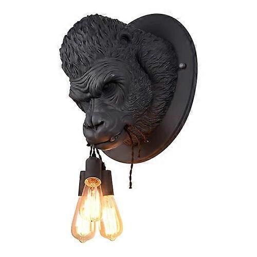 Youping Nordic Resin Gorilla Wall Lamp Retro Modern Led Wall Sconce Home Loft Bedroom Bedside Home Decor Wall Light Fixtures Luminaire black