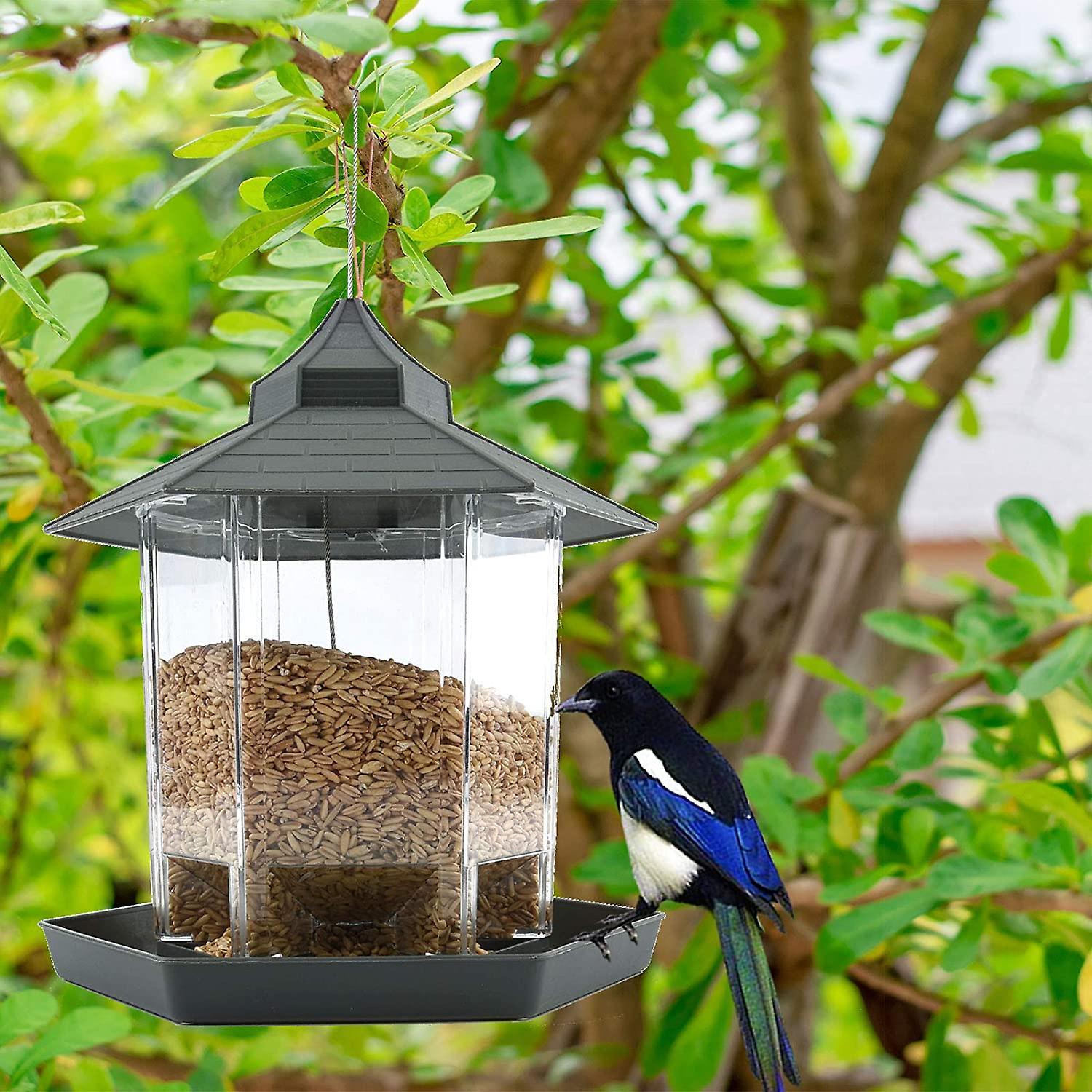 Augro Bird Feeder, Waterproof Hanging Bird Food Container with Roof and Tray for Outdoor Garden Patio Backyard Squirrel Proof Wild Bird Seed Feeder...