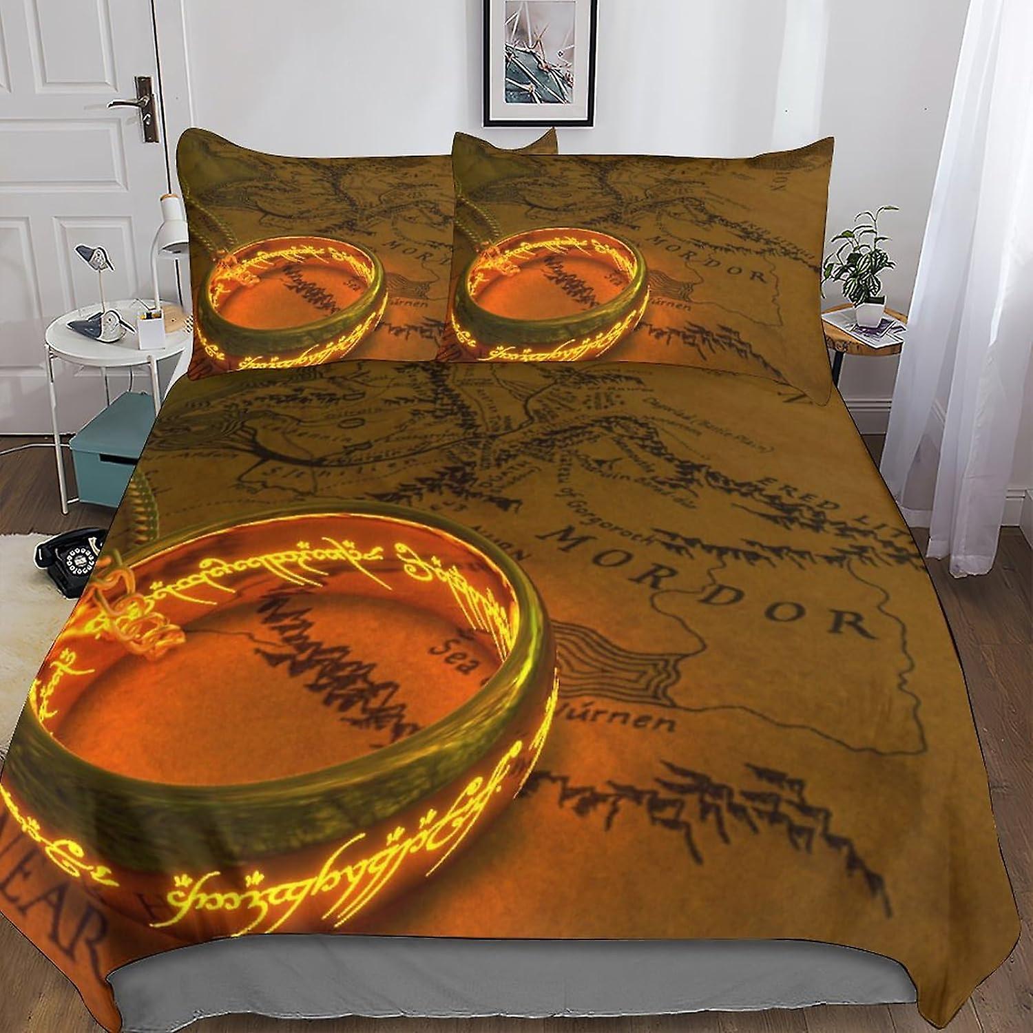 Kerota The Lord of the Rings Bedding Set Duvet Cover with Pillowcases 3D Printed Microfiber Bedding, for Adults Kids Girls with Zipper Closure 3 Pc...