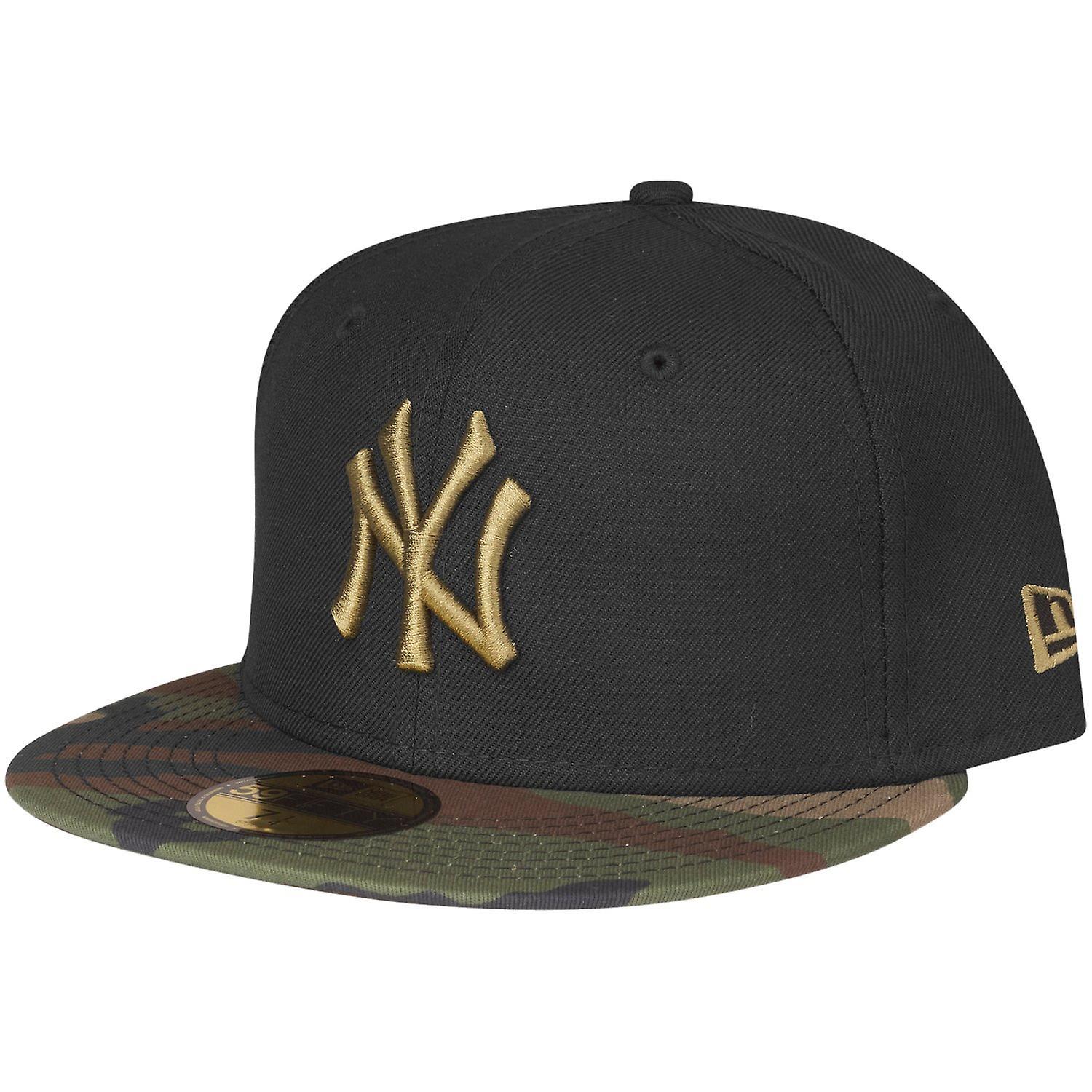 New Era 59Fifty Fitted Cap - WOOD CAMO VISOR NY Yankees Black 7 3/8 - (58,7cm)