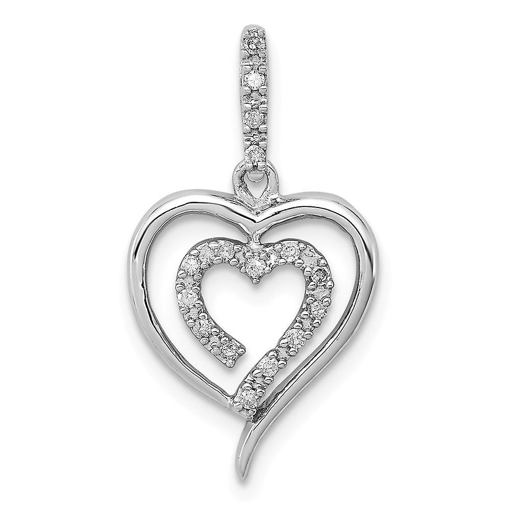 Belle Amore 925 Sterling Silver Polished Diamond Love Heart Pendant Necklace Measures 23x14mm Wide Jewelry Gifts for Women