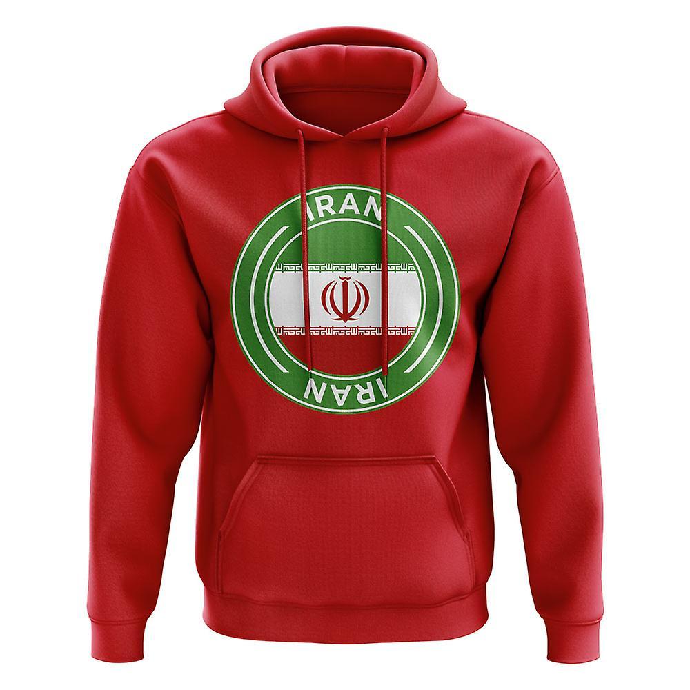 UKSoccerShop Iran Football Badge Hoodie (Red) XXL (50-52 inch)