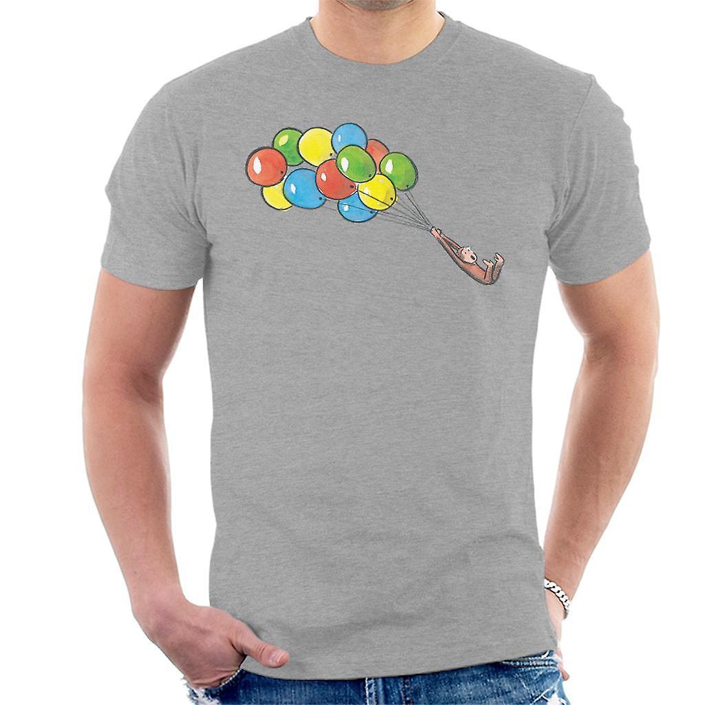 Curious George Balloon Flying Backwards Men's T-Shirt Heather Grey XX-Large