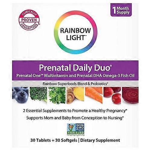 Rainbow Light Prenatal Daily Duo Multivitamin Dietary Supplement ,30 Tablets + 30 Softgels