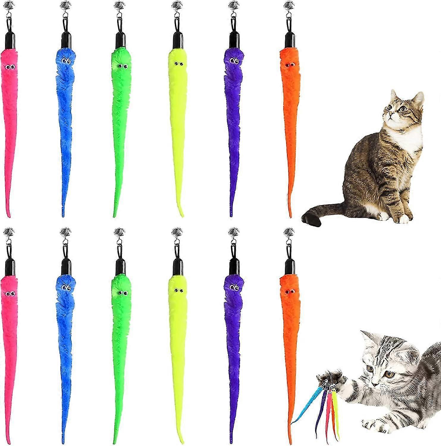 Unbrand 12pcs Cat Worm Toy, Cat Toy Wand Replacement, Interactive Cat Wand Replacement Cat Wand Refill Attachments