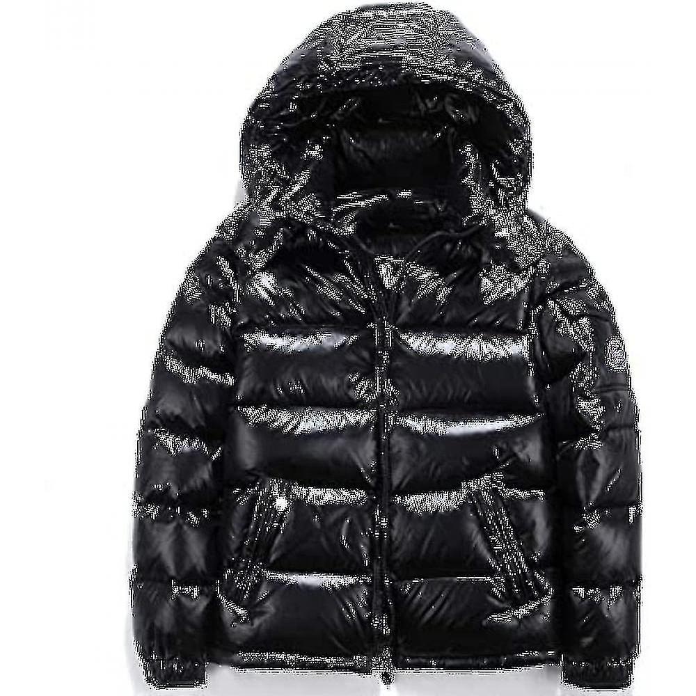 Leked Men's Shiny Down Jacket Winter Warm Jacket Stand Collar Down Jacket Hoodies645673135064 Black