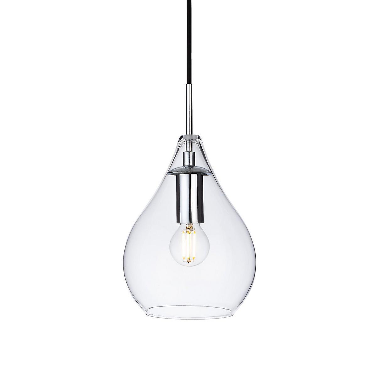 Omar 1 Light Ceiling Pendant Chrome Clear Glass E27