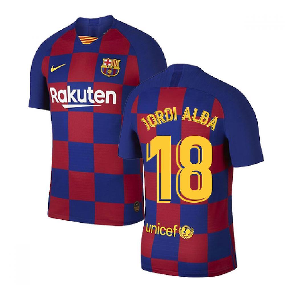 2019-2020 Barcelona Home Vapor Match Nike Shirt (Kids) (JORDI ALBA 18) Red LB 30-32 inch Chest (75/81cm)