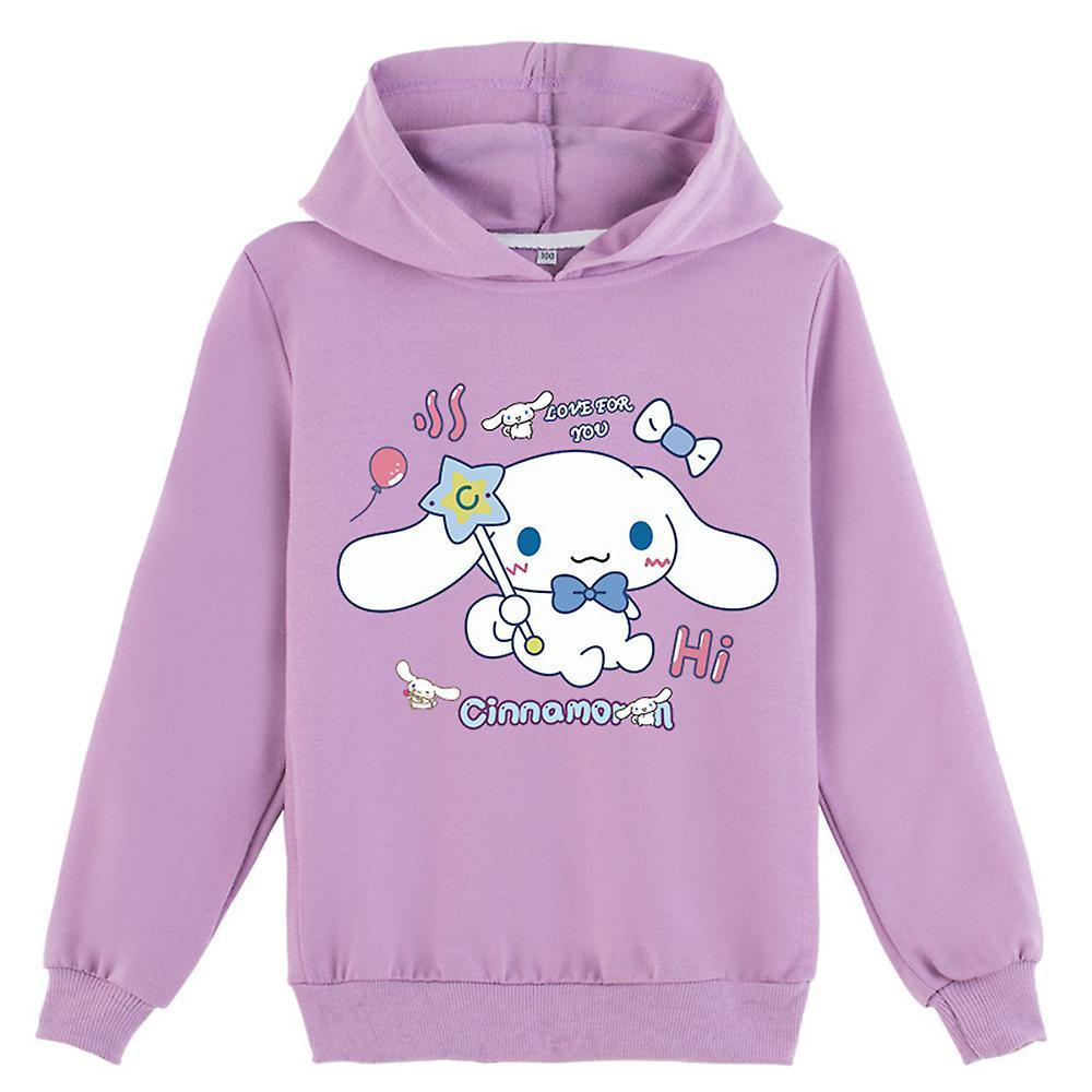 Sevenday Kids Girls My Melody Cinnamoroll Printed Hoodies Casual Sweatshirt Jumper Long Sleeve Hooded Pullover Tops Gifts Purple 7-8 Years