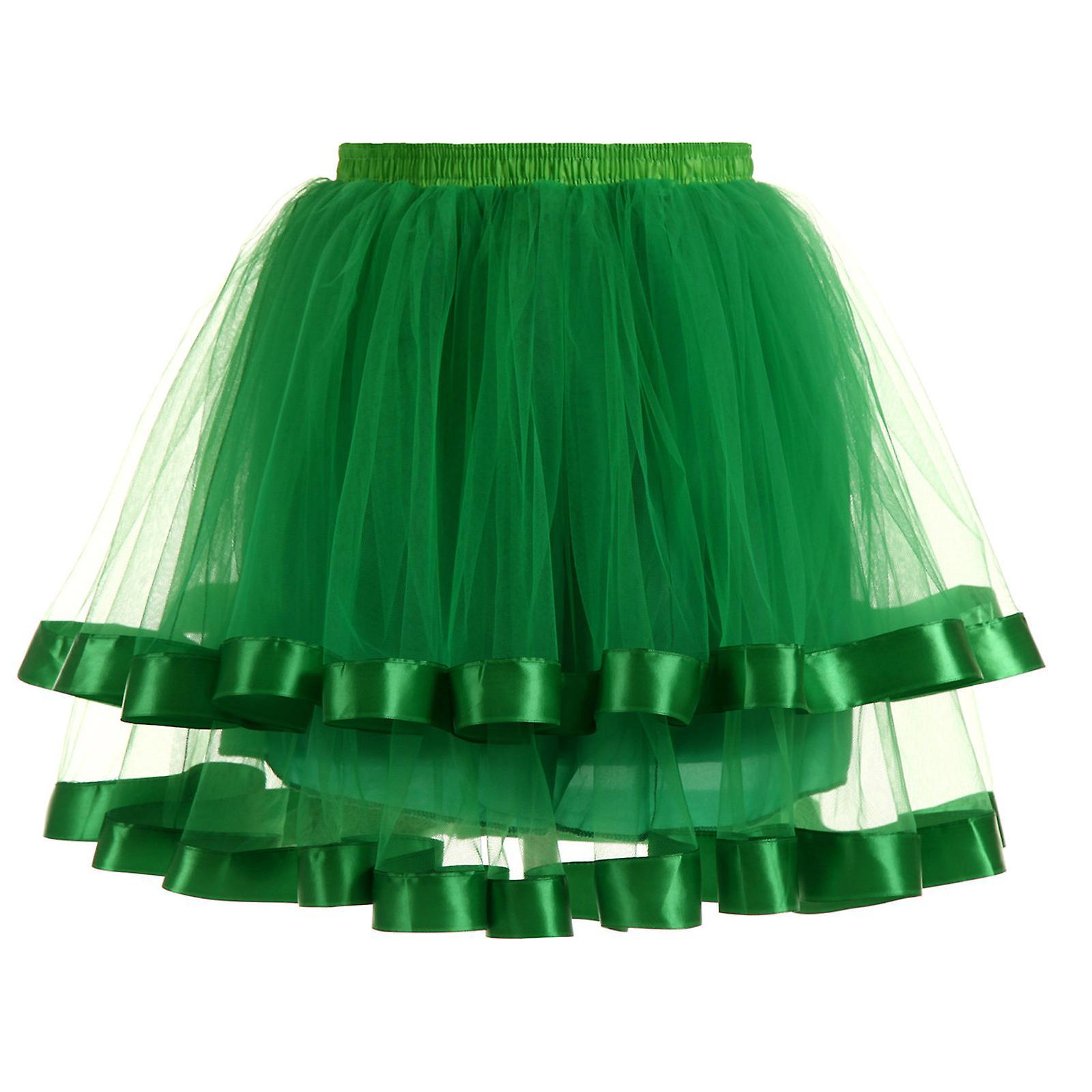 Hongy Mardi Gras Women Petticoat Underskirt Princess Skirt Hippy Cosplay Cute New Green M