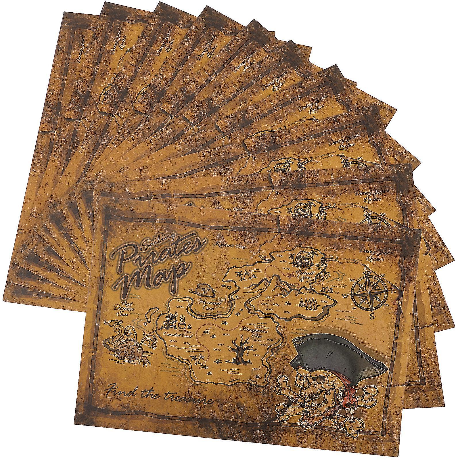 10pcs Pirate Treasure Map Treasure Hunting Game Map Halloween Pirate Party Supplies SHZNV