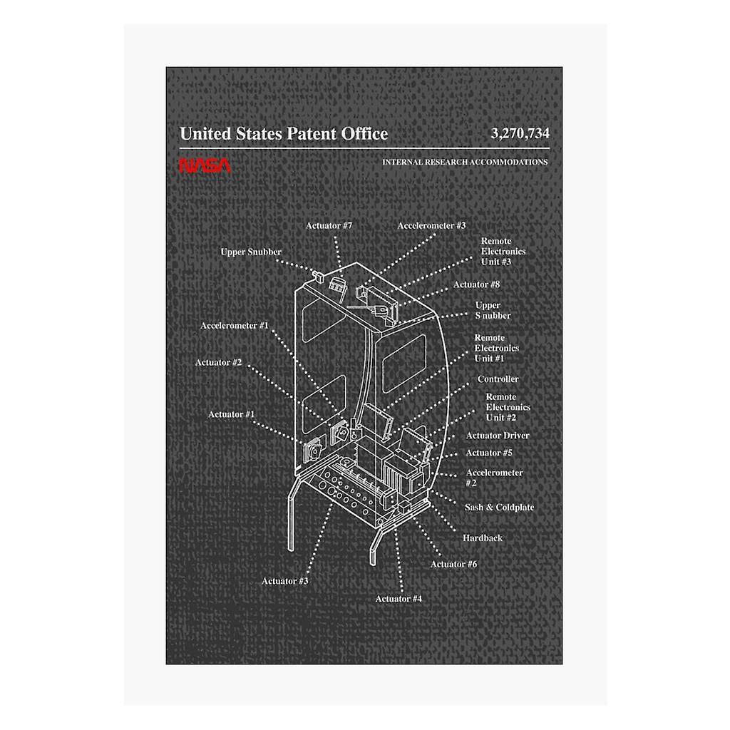 NASA Internal Research Accommodations Blueprint A4 Print Charcoal 21cm x 29.7cm