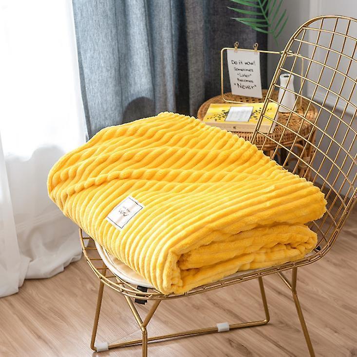 Yesfit Thicken Blanket Quilt Coral Fleece Air Conditioning Nap Blanket Comfortable And Light yellow 150*200cm