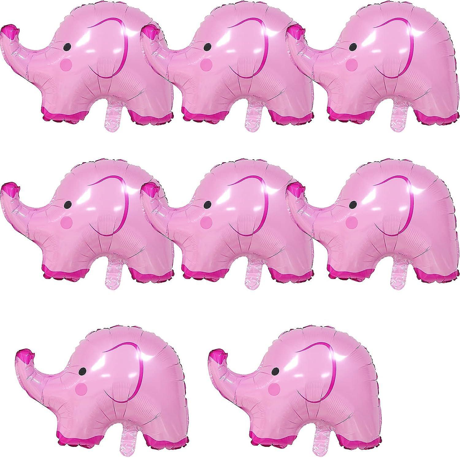 Heyone 8 Pack Elephant Balloons Pink Cute Elephant Shape Aluminum Balloons for Animal Theme Party Birthday Party Decoration Baby Shower Supplies Ge...