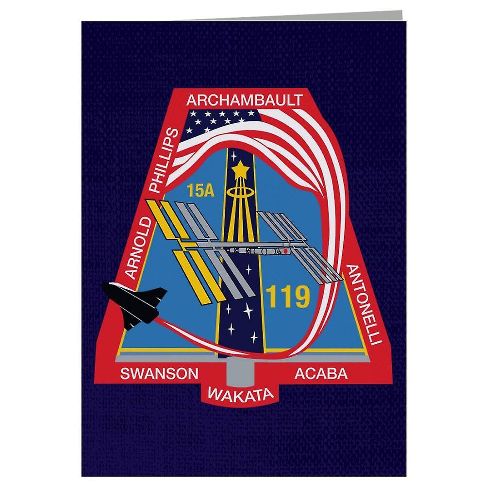 NASA STS 119 Space Shuttle Discovery Mission Patch Greeting Card Navy Blue 14.5 x 21cm