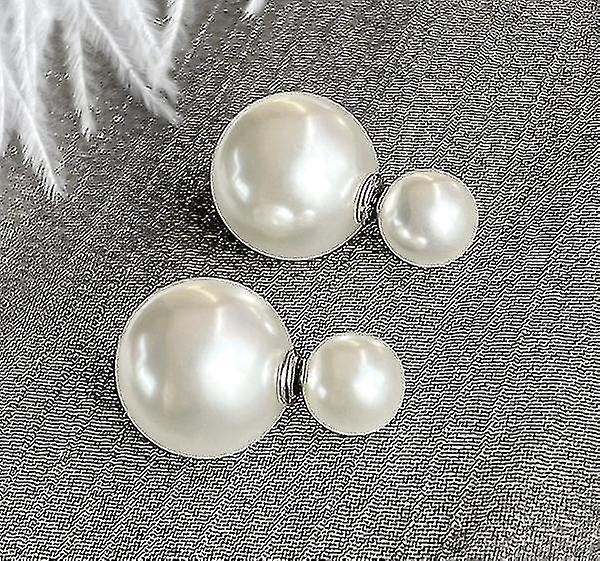 Dint 925 Sterling Silver Double Sided Pearl Earrings - Fashionable And Elegant Jewelry