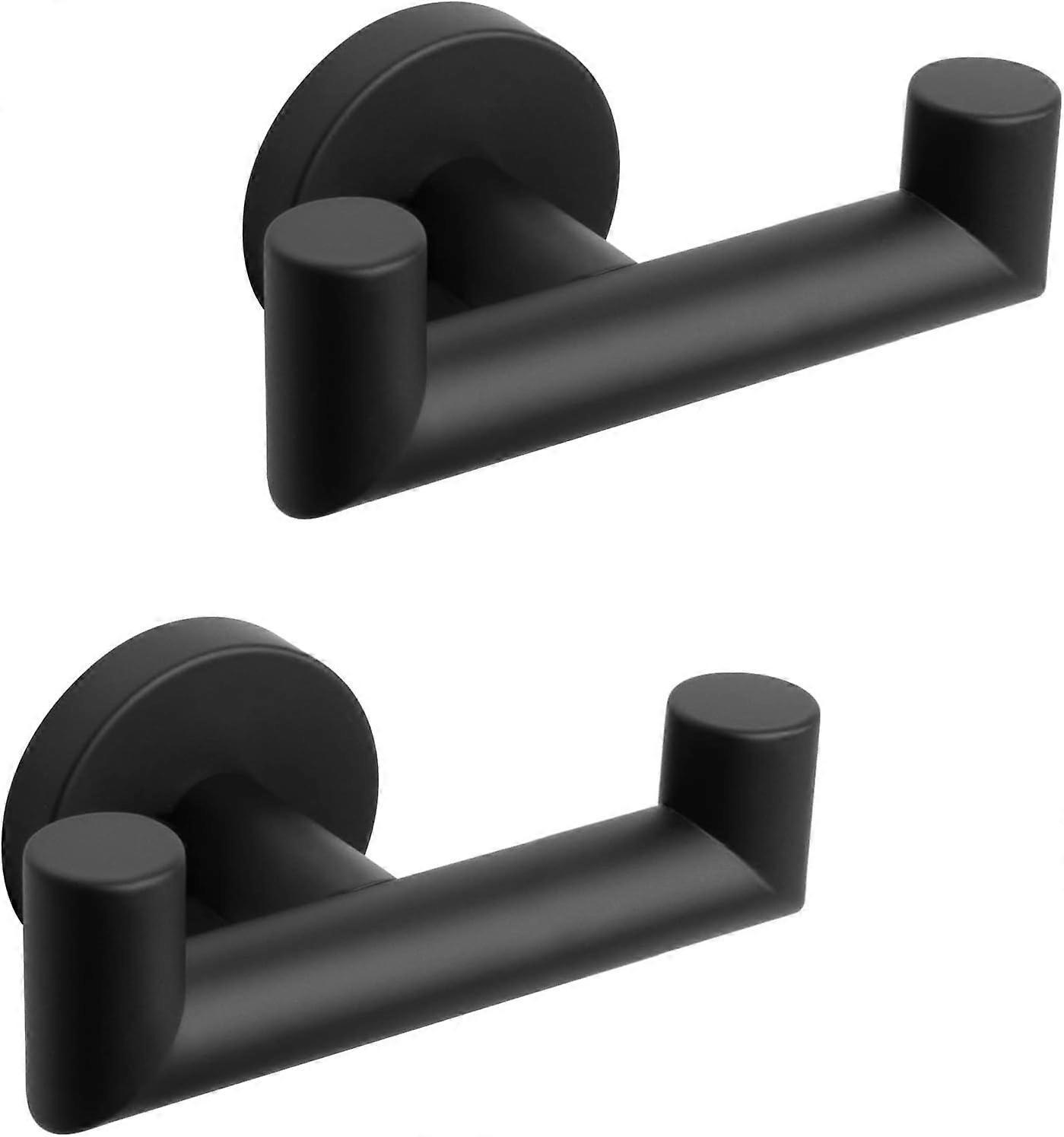 Szsljsm Bathroom Double Towel Hook- Stainless Steel Robe Towel Holder, Double Coat Hook for Bathroom Livingroom Kitchen Wall Mounted, 2 Pack (Matte...