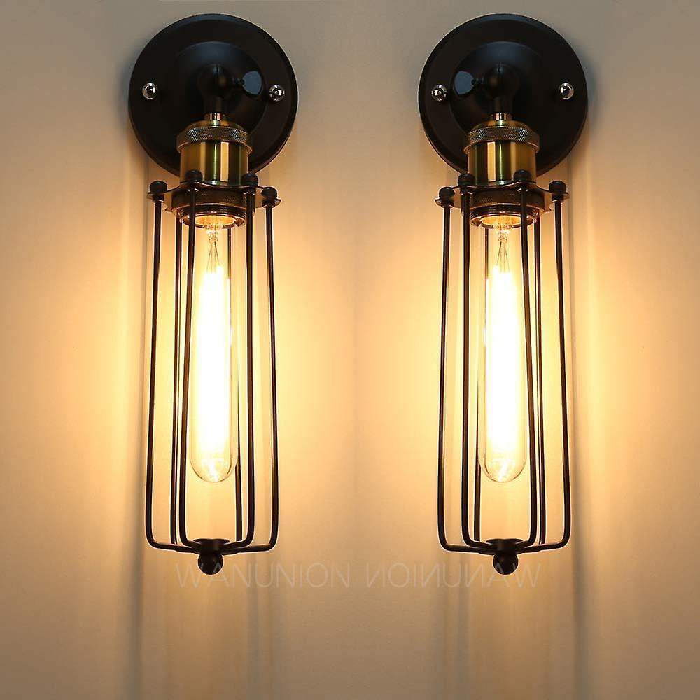 Nirvana 2pc Vintage Wall Sconce Metal Cage Sconce Light Fixture Antique Industrial Pendant Light Corridor Sconce Metal Cage Adjustable Sconce Light Fi