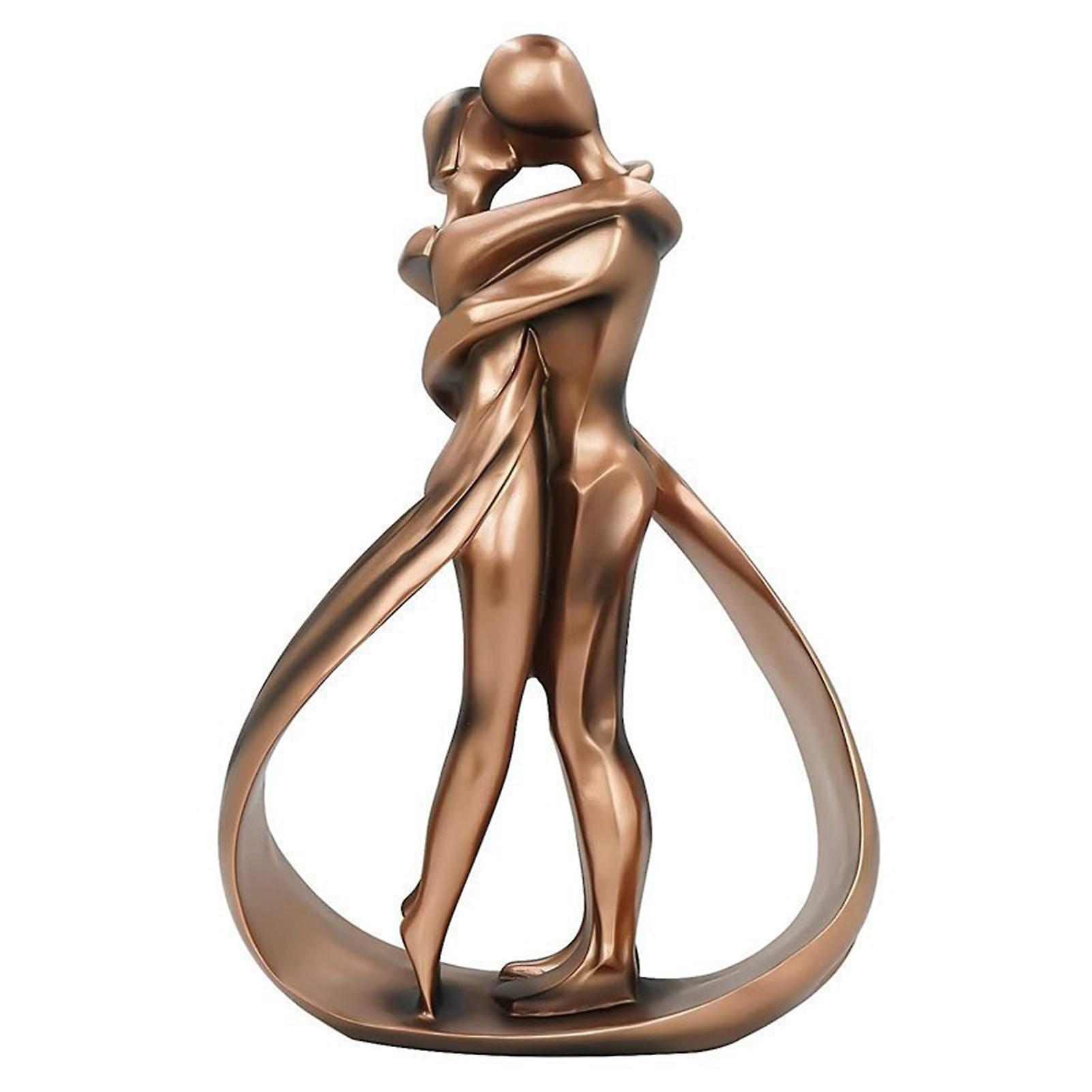 Wilitto Couple Art Sculpture Exquisite Artistic Romantic Couples Kiss Statues Desktop Ornament Home Decor Red Bronze