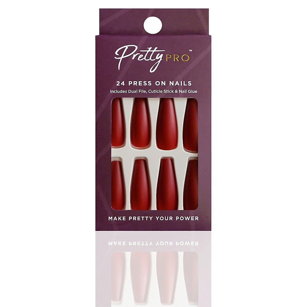 Pretty Pro Reusable Press On False Nails - You Red My Mind (24pcs)